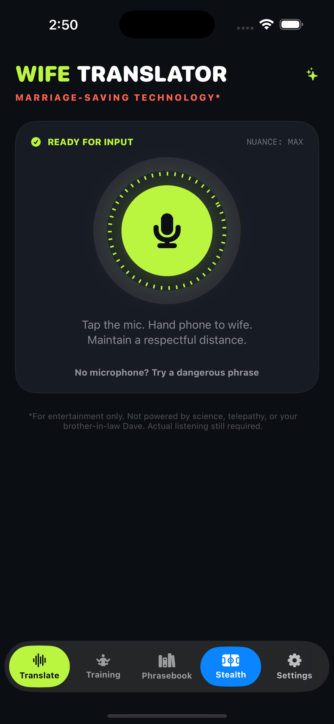Wife Translator AI translation screen